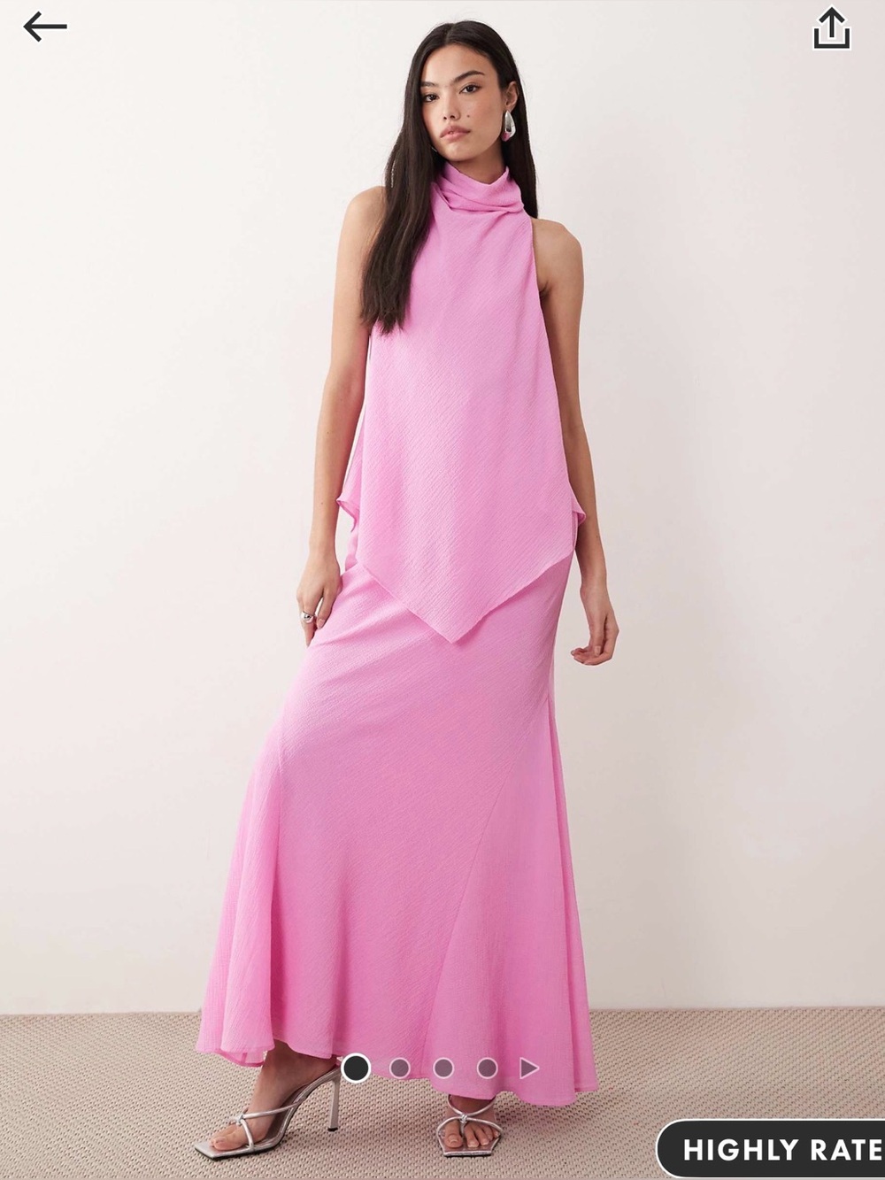 ASOS DESIGN chiffon high neck double layer maxi dress in sugar pink